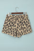 Leopard Mid Waist Frayed Hemline Denim Shorts