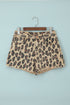 Leopard Mid Waist Frayed Hemline Denim Shorts