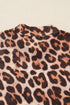 Leopard Mock Neck Sheer Mesh Fitted Long Sleeve Top