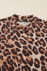 Leopard Mock Neck Sheer Mesh Fitted Long Sleeve Top