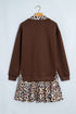 Leopard Patchwork Collared Long Sleeve Mini Dress