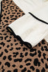 Leopard Patchwork Contrast Piping Hooded Open Front Jacket