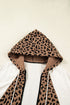 Leopard Patchwork Contrast Piping Hooded Open Front Jacket