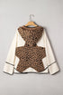 Leopard Patchwork Contrast Piping Hooded Open Front Jacket