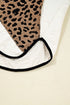 Leopard Patchwork Contrast Piping Hooded Open Front Jacket