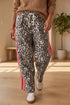 Leopard Patchwork Elastic Waist Panel Detail Jeans