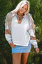Leopard Patchwork Waffle Knit Turn Down Collar Top