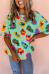 Leopard Pattern Drop Shoulder Oversized Knit Tee