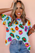 Leopard Pattern Drop Shoulder Oversized Knit Tee
