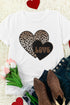 Leopard Pattern Heart Graphic Rolled Cuff Jersey Tee