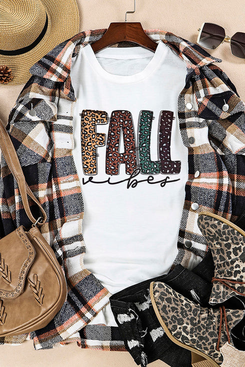 Leopard Pattern Letter Graphic Soft Stretch Jersey Tee