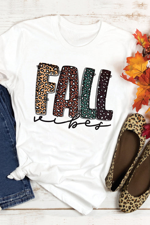 Leopard Pattern Letter Graphic Soft Stretch Jersey Tee