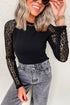 Leopard Pattern Mesh Patchwork Long Sleeve Top
