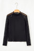 Leopard Pattern Mesh Patchwork Long Sleeve Top