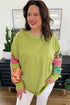 Leopard Pattern Patchwork Applique Split Sleeve Sweatshirt
