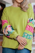 Leopard Pattern Patchwork Applique Split Sleeve Sweatshirt