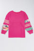 Leopard Pattern Patchwork Applique Split Sleeve Sweatshirt
