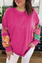Leopard Pattern Patchwork Applique Split Sleeve Sweatshirt