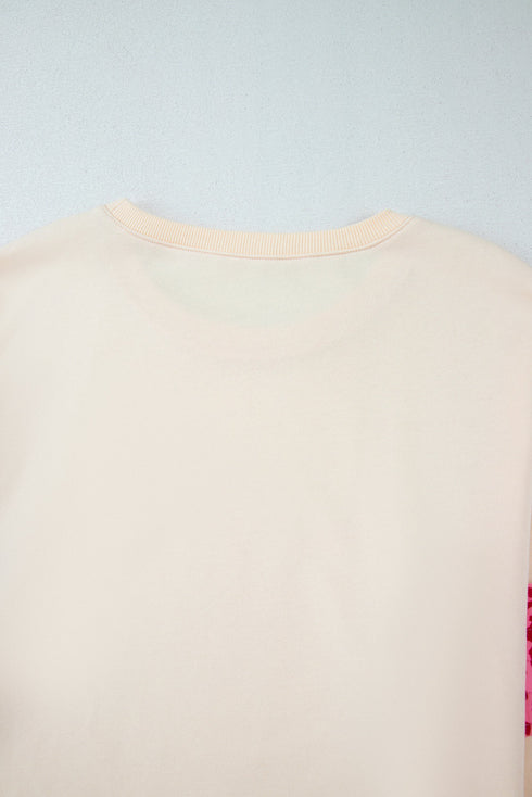 Leopard Pattern Patchwork Applique Split Sleeve Sweatshirt