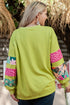Leopard Pattern Patchwork Applique Split Sleeve Sweatshirt