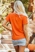 Leopard Pattern Pumpkin Graphic Crew Neck Short Sleeve Tee