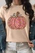 Leopard Pattern Pumpkin Graphic Crew Neck Tee