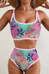 Leopard Pattern Ricrac Trim Square Neck High Waisted Swimsuit