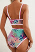 Leopard Pattern Ricrac Trim Square Neck High Waisted Swimsuit