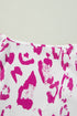 Leopard Pattern Ruched V Neck Three Quarter Sleeve Blouse