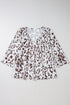 Leopard Pattern Ruched V Neck Three Quarter Sleeve Blouse