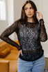 Leopard Pattern Sheer Mesh Long Sleeve Top