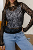 Leopard Pattern Sheer Mesh Long Sleeve Top