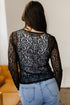 Leopard Pattern Sheer Mesh Long Sleeve Top