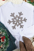 Leopard Pattern Snowflake Graphic Crew Neck Pullover Sweatshirt
