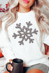 Leopard Pattern Snowflake Graphic Crew Neck Pullover Sweatshirt