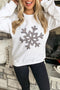 Leopard Pattern Snowflake Graphic Crew Neck Pullover Sweatshirt