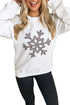 Leopard Pattern Snowflake Graphic Crew Neck Pullover Sweatshirt
