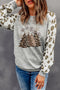 Leopard Plaid Tree Graphic Raglan Sleeve Pullover Sweatshirt