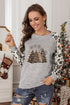 Leopard Plaid Tree Graphic Raglan Sleeve Pullover Sweatshirt