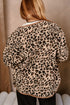 Leopard Plush Corduroy Trim Long Sleeve Jacket