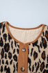 Leopard Plush Corduroy Trim Long Sleeve Jacket