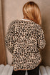 Leopard Plush Corduroy Trim Long Sleeve Jacket