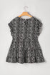 Leopard Polka Dot Print Ruffle Sleeve Tiered Flowy Blouse