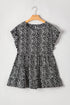 Leopard Polka Dot Print Ruffle Sleeve Tiered Flowy Blouse