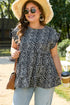 Leopard Polka Dot Print Ruffle Sleeve Tiered Flowy Blouse