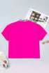 Leopard Print Accent Notched Neck Short Sleeve Top