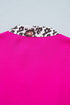 Leopard Print Accent Notched Neck Short Sleeve Top