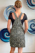 Leopard Print Adjustable Buckle Strap Bib Overall Pocketed Denim Mini Dress