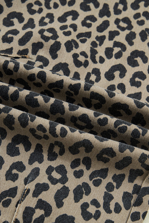 Leopard Print All Over Drawstring Loose Fit Western Jeans