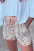 Leopard Print Arched Hem Elastic Waist Casual Shorts